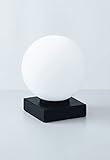 Eco-Light Leuchten Pluto Tischlampe, 1 flammige Tischleuchte, Nachttischlampe aus Glas, Farbe: Weiß & Schwarz,Glas in Opal matt weiß, Fassung E14, inkl. S