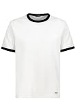 Sublevel Herren T Shirt Regular Fit Rundhals Kontrastsaum Elastisch Baumwoll Jersey White S