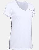 Under Armour Damen Tech Short Sleeve V - Solid, atmungsaktives Laufshirt für Frauen, kurzärmliges Training