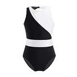 PSNKLMM Gymnastik Trikots Ballett Tanz Tragen Tank Bodysuit Kostüme Glänzenden Strass Bühne Wettbewerb Overall(Black White,12)