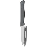 Zyliss Gemüsemesser, 9 cm-3,5 Zoll, scharfer deutscher Edelstahl mit nachhaltigem, rutschfestem Griff aus Weizenstroh, Schutzhülle, professionelles Küchenmesser-Gemüsemesser, spü
