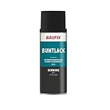 BAUFIX Sprüh und Effektlack, Buntlack Spray schwarz, matt, 400 ml, DIY Lack, Dekorieren von Glas Metall und H
