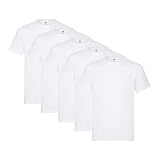 Fruit of the Loom Herren Regular Fit T-Shirt Heavy Cotton Tee Shirt 5 pack, Weiß (White), M