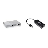 Zyxel 2,5G Multi-Gigabit Unmanaged Switch mit fünf Ports für Home Entertainment oder SOHO-Netzwerke [MG-105] & Club 3D USB 3.2 Gen1 Adapter Typ-A zu 2, 5 Gigabit Ethernet ST./BU. schwarz, CAC-1420