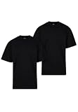 Urban Classics Herren T-Shirt Tall Tee 2-Pack, 2er Pack T-Shirt für Männer, Baumwolle, gerippter Rundhals, black+black, XL