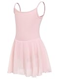 Eisnnu Mädchen Ballettkleidung Ärmellos Balletttrikot Verstellbarem Riemen Tanzkleid Baumwolle Ballettanzug Ballettbody mit Chiffon Rock Tütü 2-14 J