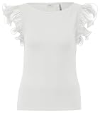 s.Oliver Damen 2144028 T-Shirt mit Volantärmeln, White, 36