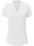 donhobo Sommer Damen T-Shirt Kurzarm V Ausschnitt Basic Oberteil Sport Fitness Laufshirts Yoga Training Casual Tops (Weiß, M)