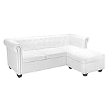 vidaXL Chesterfield Sofa L-Form Kunstleder Weiß Couch Ecksofa W
