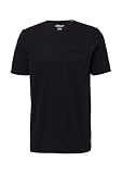 Flammgarn-T-Shirt mit Brusttasche und offenen Kanten schwarz L