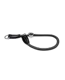 lionto Hundehalsband aus strapazierfähigem Nylon für Hundetraining, Länge 45 cm, 1 cm Dicke, Zugstopp Halsband für Hunde, Lederimitat mit Metallring & Anpassung durch stufenlosen Schieber, schw