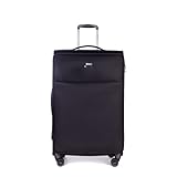 Stratic Light + Koffer Weichschale Reisekoffer Trolley Rollkoffer groß, TSA Kofferschloss, 4 Rollen, Erweiterbar, Größe L, Schw