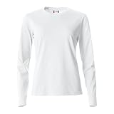 Clique - T-Shirt mit langen Ärmeln und Rundhalsausschnitt für Damen Basic-T L/S Damen aus Jersey, Slim-Fit, in verschiedenen Größen und Farben, Weiß, Larg