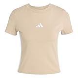 adidas Damen Essentials 3 Stripes Slim Baby T-Shirt, warm Sandstone/White, XS