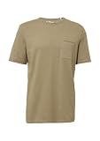 Flammgarn-T-Shirt mit Brusttasche und offenen Kanten tannengrün M