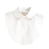 YUVKIN 1 Stück Frauen Kragen Abnehmbar Krageneinsatz Damen, Hälfte Shirt Bluse Dickey Kragen Fake Collar Detachable Collar Blusenkragen Einsatz Hemdkragen Einsatz für Damen, Einheitsgröße, Weiß