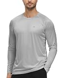 Tyhengta Sonnenschutz Shirt Herren UV Rashguard Leichte Badeshirts Langarm UV-T-Shirt UPF 50+ Strand Surfing Shirts Hellgrau,L