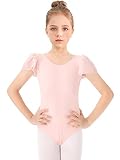 Bezioner Ballettkleidung Mädchen, Kinder Ballett Trikot Ballettanzug Puffärmel TanzBody for 3-12 Jahre Rosa 110