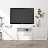 BIGTO Fernsehschrank Fernsehschrank Fernsehtisch Hochglanz Weiß 140x35x40 cm Holz H