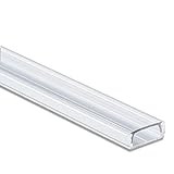 INNOVATE® Aluminium Profil 2 Meter - Aluprofil für LED Stripes/Stripe/Strip/Streifen Abmessung: 2000mm x 17mm x 7mm ALU Leiste (Alu Profil silber inkl. klarer Abdeckung für LED Stripe)