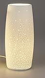 Formano Porzellan-Lampe Rund Harmonie Romantik Tischleuchte Nachttischlampe Nachttischleuchte Stimmungslampe Weiss (große Lampe)