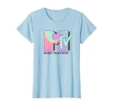 MTV Klassisches Neon Tie-Dye Logo T-Shirt, S, Halbarm, H