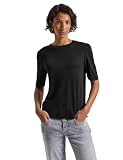 Street One Basic T-Shirt mit Raffung Black 42
