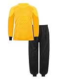 CHICTRY Torwarttrikot Kinder Gepolstert Jungen Langarm Torwart Set Patchwrok Fußballtrikot Sportshirt High Waist Torwarthose Kompressionshose Mit Hüftschutz Gelb H 158-164