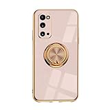 Handyhülle Kompatibel mit Samsung Galaxy S20 Plus Hülle Silikon TPU Ultra Dünn Case mit 360 Grad Ring Ständer Bumper Schutzhülle Fingerhalter Magnetische Autohalterung Stoßfest Cover (Rose Golden)