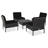XINCXIN 5-TLG. Garten-Sofagarnitur, Garten Möbel Terassenmöbel Außen Gartenmöbel Set Outdoor Furniture Geeignet für Balkon Deck Teich Hinterhof mit Auflagen Poly Rattan Schw