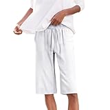 Damen Shorts Musselin Urlaub Bermudashorts Klassisch Palazzohose Homewear Damenhose Beach Cargohose Loose Kleidung Regular Fit Jogpants mit Gummizug Strickhose Dünne Anzug