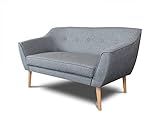 Sofa Scandi 2-Sitzer, Scandinavian Design Kollektion, Holzfüße, Couch 2-er, Couchgarnitur, Sofagarnitur, Polstersofa - Wohnzimmer (Grau (Sawana 21))