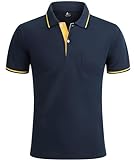 zitysport Poloshirts Herren Kuzarm Sport Shirt Hemd mit Brusttasche Funktionsshirt Schnelltrocknend Atmungsaktiv Tshirt Männer Polo Golf Regular Fit(Marineblau-L)
