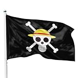 PHENO FLAGS Strohhut Piratenbande mit Jolly Roger 60x90cm - Anime Fahne der Strohhut Flagge von Monkey D. R