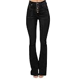 Damen-Jeans Mit Hoher Taille, Schmaler Stretch-Bleistifthose, Stretch Plus, Entspannte Passform, Gerades Bein (Schwarz X)