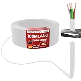 MAS Premium Von 5 bis 100m Kunststoffschlauchleitung H03VV-F 2X0,5, 2X0,75, 3G0,75 oder 4G0,75 Flexible Leitung Kabel Gerätekabel (H03VV-F 4G0,75 WS, 100m)