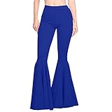 Leggings für Damen, UK-Größe 50, UK-Halloween-Kleidung, einfarbig, hohe Taille, schmale Passform, Stretch, lässige Schlaghose, blau, 34-37