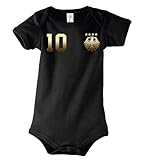 Kinder Baby Strampler Shirt Deutschland Wunschname + Nummer - Schwarz 12-18 M