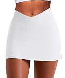 Coloquin Tennisrock für Damen, hohe Taille, athletischer Golf-Skorts, Röcke mit Taschen, Shorts, 06b Tennisröcke, Weiß,