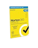 Norton 360 Deluxe mit extragroßer Backup-Kapazität – Amazon Exklusiv* 25GB zusätzlicher Cloud-Backup Speicher. Antivirus Software für 3 Geräte und einem Jahr L