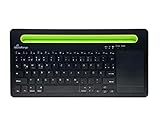 MediaRange, Bluetooth, kompakte Multi-pairing Funk-Tastatur mit 78 Tasten und Touchpad, QWERTZ (DE/AT/CH) Tastaturbelegung, schwarz/grü