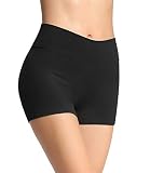 4How Damen Tights Shorts Sport Kurze Hosen Radlerhose Laufshorts Fitness Yoga Tanzen Shorts Sportshorts Hotpants Sommer Unterrock Kleid Schwarz L