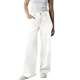 Generisch Baggy Jeans Damen Y2K Harajuku Mädchen Jeanhose High Waist Weite Bein Hose Casual Lose Damenhose Freizeithose Vintage Boyfriend Jeans Gerade Bein Gewaschene Denim Pants Carg