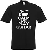 Keep Calm and Play Guitar Mens Funny Guitarist Flying V Shit Shirtens T Shirt Tee T-Shirts & Hemden(3X-Large)