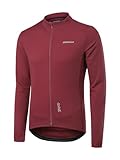 BERGRISAR Herren Fahrradtrikot Radtrikot Langarm für Frühling Herbst Rennrad MTB Mountainbike Trikots, Rot, L