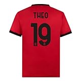 AC Milan Unisex Kinder Heimtrikot Replik Stadion, Saison 2023/24, personalisierbar, T-Shirt, Rot/Schwarz (Theo 19), 12 J