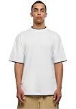 Urban Classics Herren Contrast Tall Tee – Oversize T-Shirt mit Kontrastnähten, Loose Fit Baumwolle, Streetwear Basic für Alltag & Freizeit,White/Black,4XL