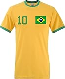 Herren T-Shirt Brasilien Trikot mit eigenem Namen + Nummer - Gelb XL