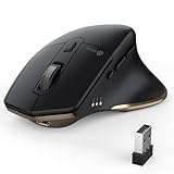 iClever Bluetooth Maus, Rechargeable Ergonomiche Maus Kabellose Mouse, Wiederaufladbarer Akku, Multi-Device, 800/1200 / 1600/2000 / 2400 DPI,7 Buttons for PC/Laptop/Tablet/MacBook, Schw