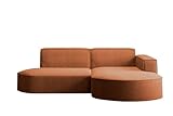 Kaiser Möbel Ecksofa Modena Studio Parma - Modern Design Couch, Sofagarnitur, Couchgarnitur, Polsterecke, freistehend, Stoff Dicker Cord Poso Ziegel R